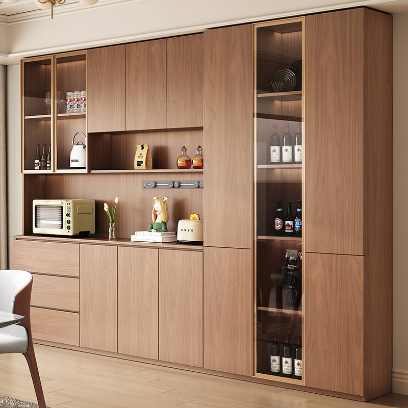 实木餐边柜一体靠墙2025新款茶水柜高级感餐厅酒柜客厅展示柜定制