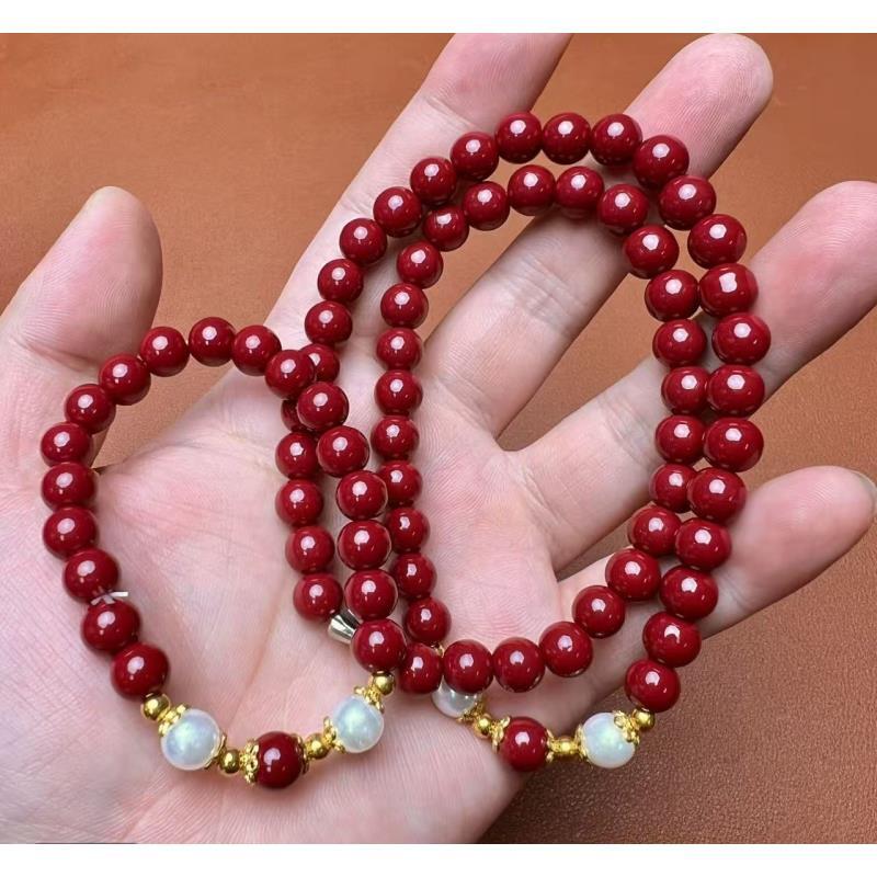 天然辰砂朱砂手串项链+单圈手串SZH0350