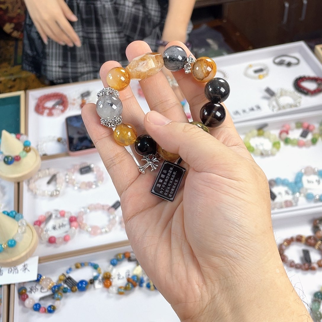 水晶手链银S925镀金镶嵌