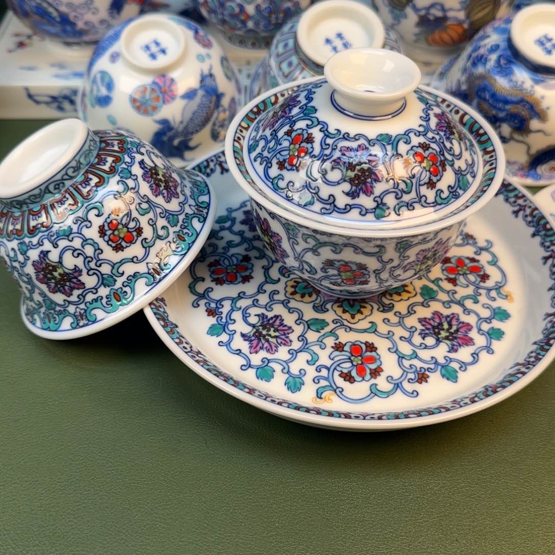 彦祖纯手绘手工茶具三件套