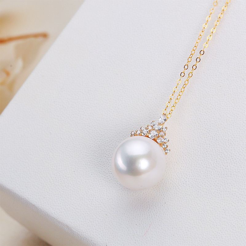 冰雪女王天然淡水白色珍珠吊坠百搭坠链