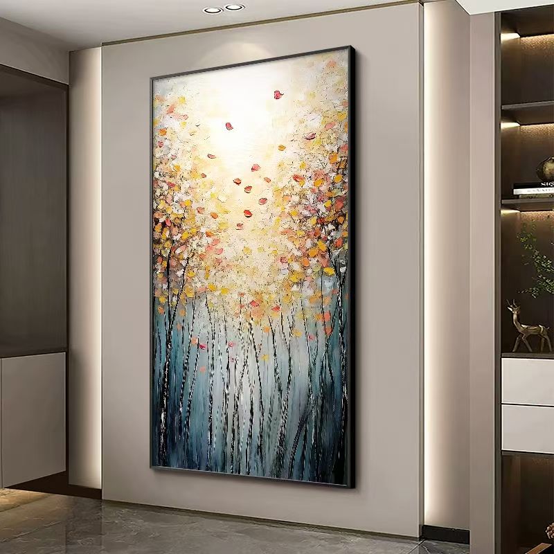 【富韵金叶】砂岩材质简约入户玄关过道装饰画客厅背景墙轻奢风挂画