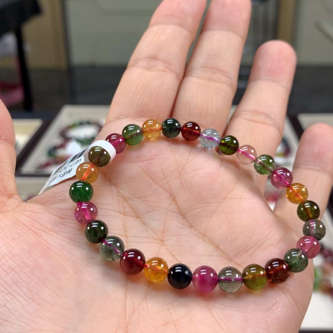 碧玺未镶嵌手链6.7左右