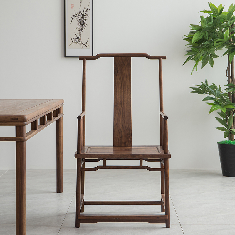 主椅老榆木官帽椅新中式实木茶椅主人高背椅明式太师椅主椅喝茶椅