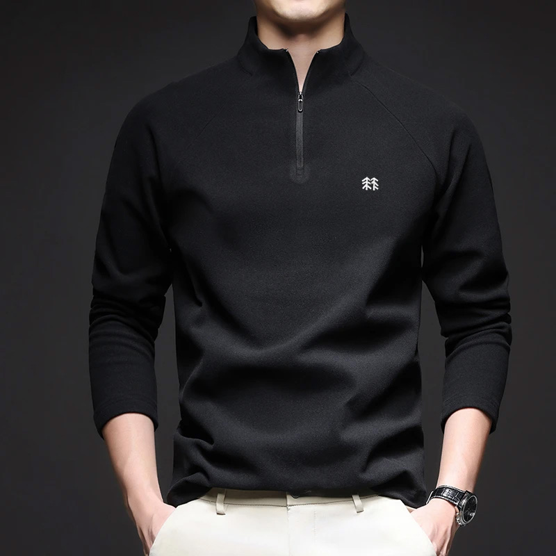 【奥莱撤柜】秋冬户外轻奢新款男士德绒半高领T恤时尚打底上衣卫衣