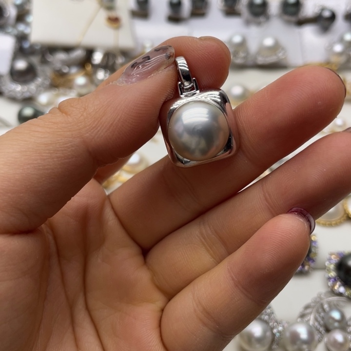 海水珍珠吊坠(不含链)银S925镶嵌