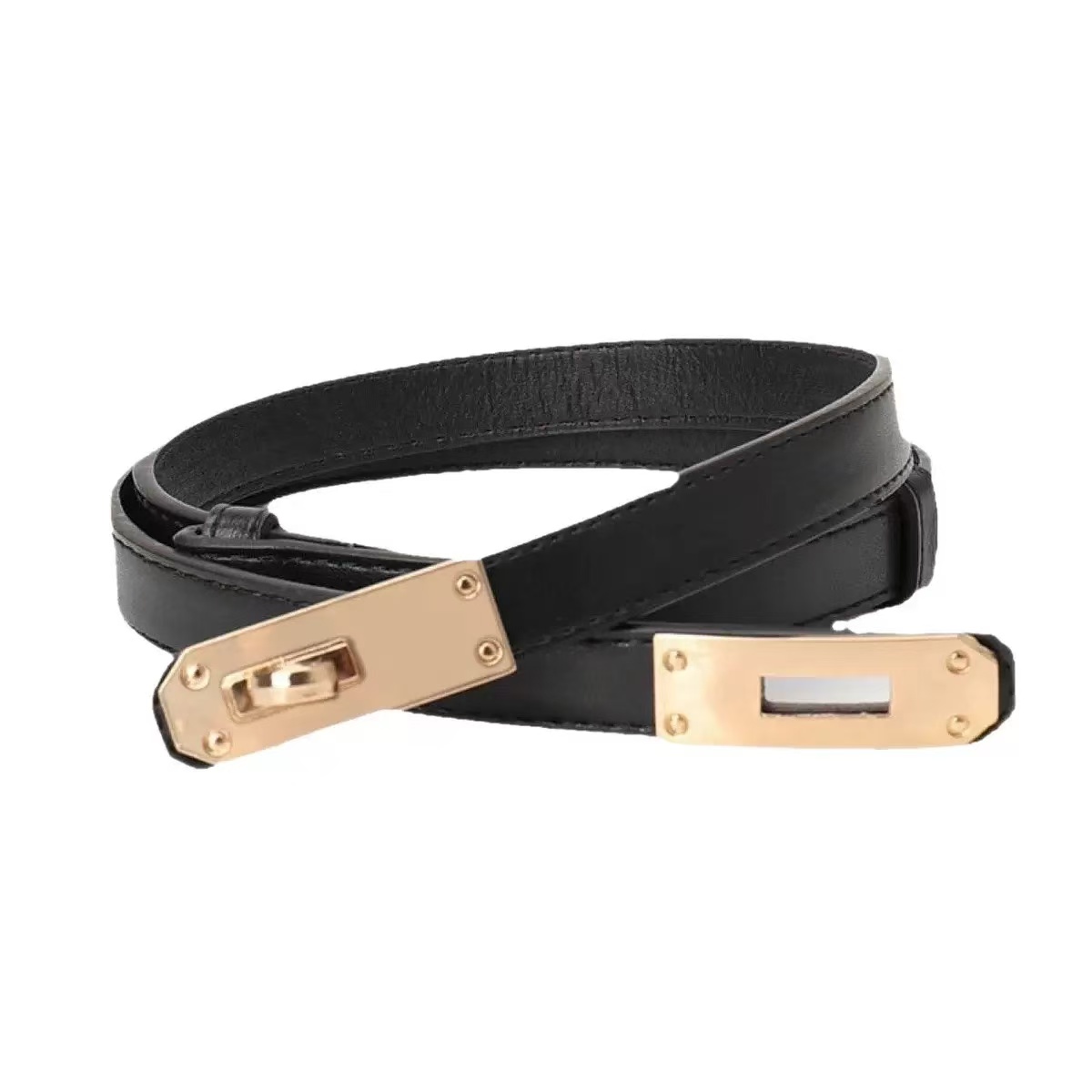 SSHAN珊珊时尚百搭窄款腰带配裙子毛衣韩版对扣腰带