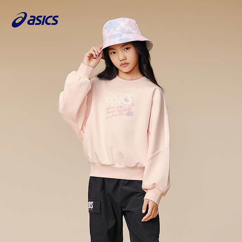 ASICS/亚瑟士儿童25年新款女童针织圆领卫衣印花长袖333251210005
