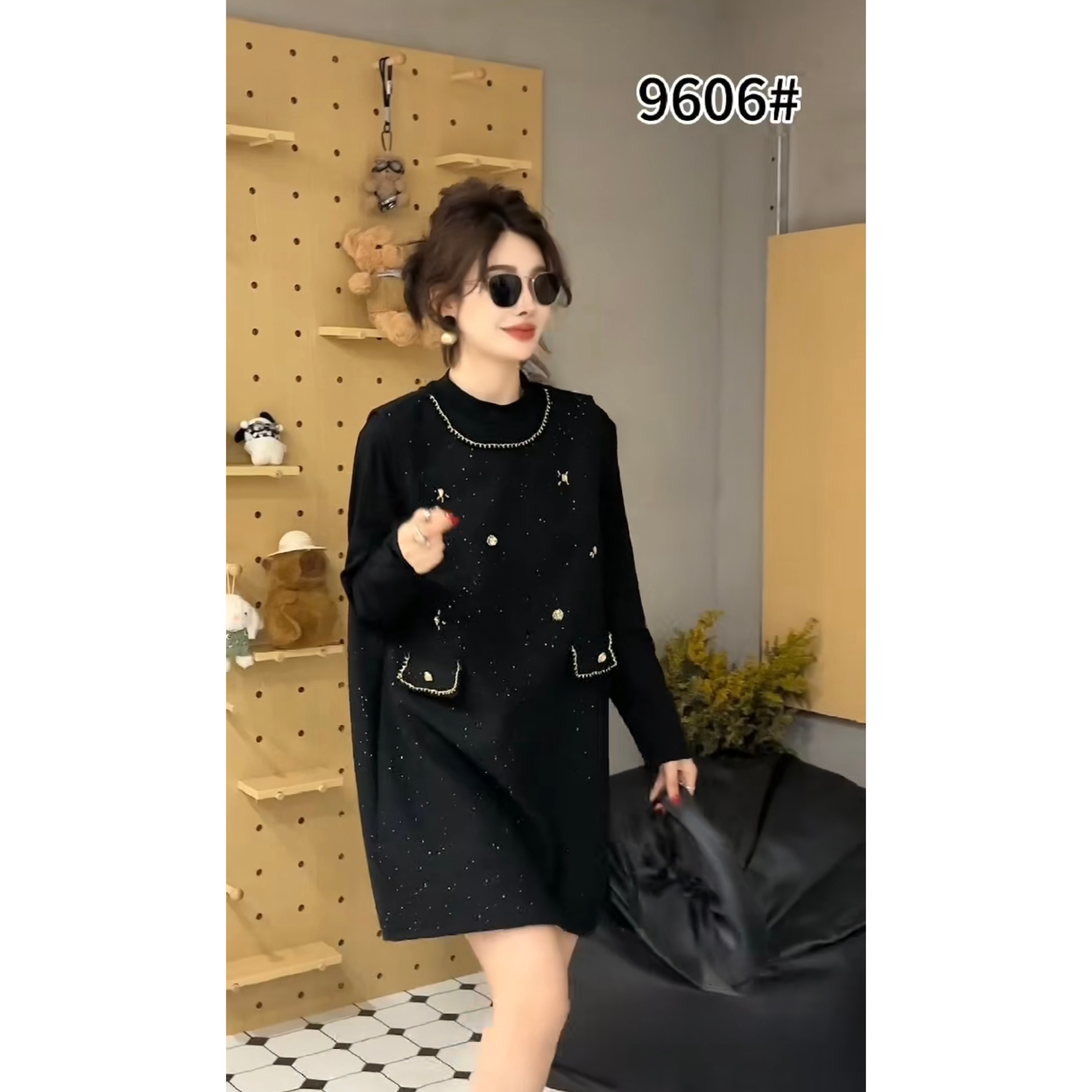 9606款冬季时尚重工小香风背心连衣裙百搭