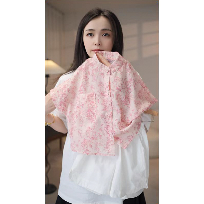 【米佑】简约男童夏款休闲短袖衬衫短裤粉色满印衬衫套装BX798