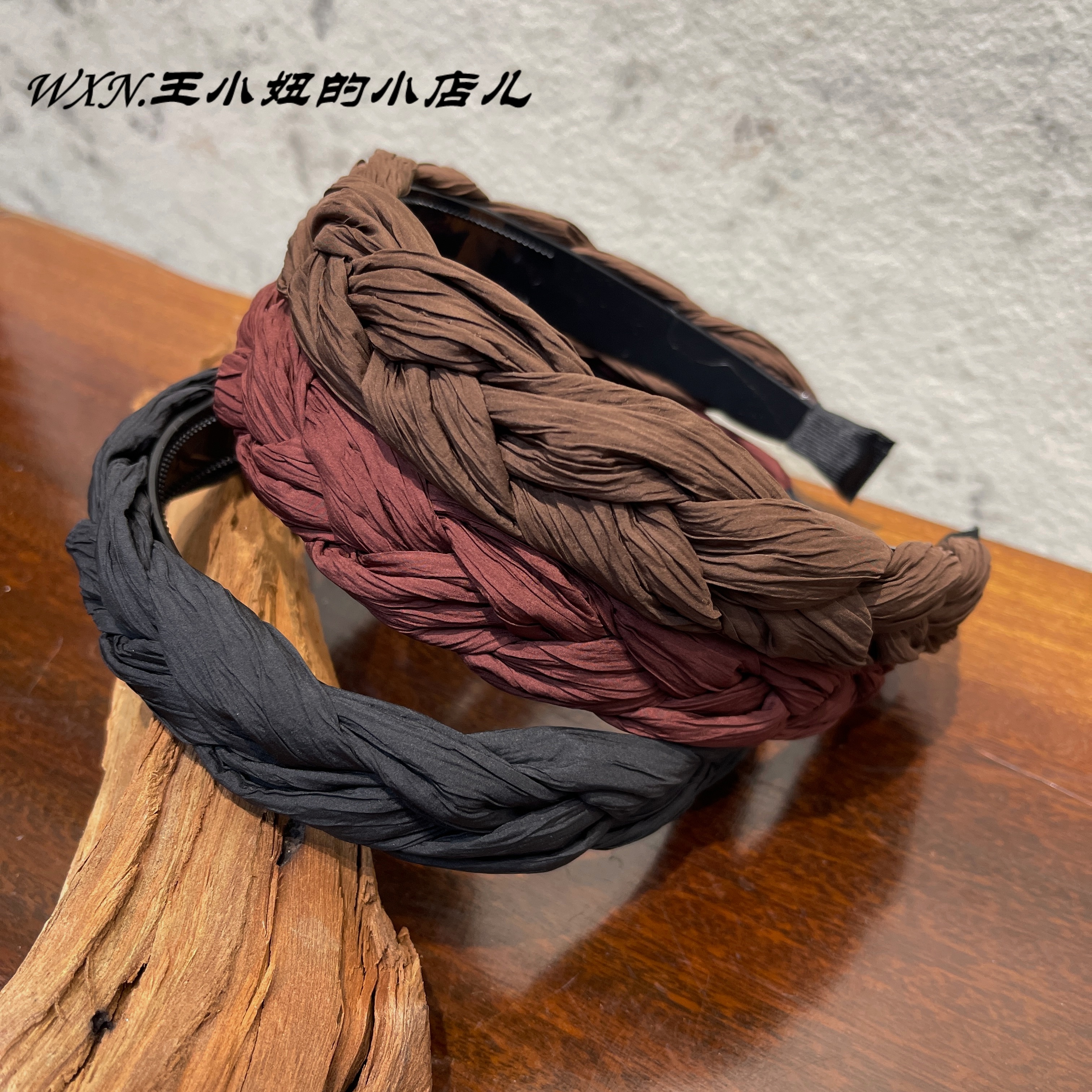 186新款编织纹理感黑色头箍高端麻花辫发箍高颅顶显脸小带齿发卡