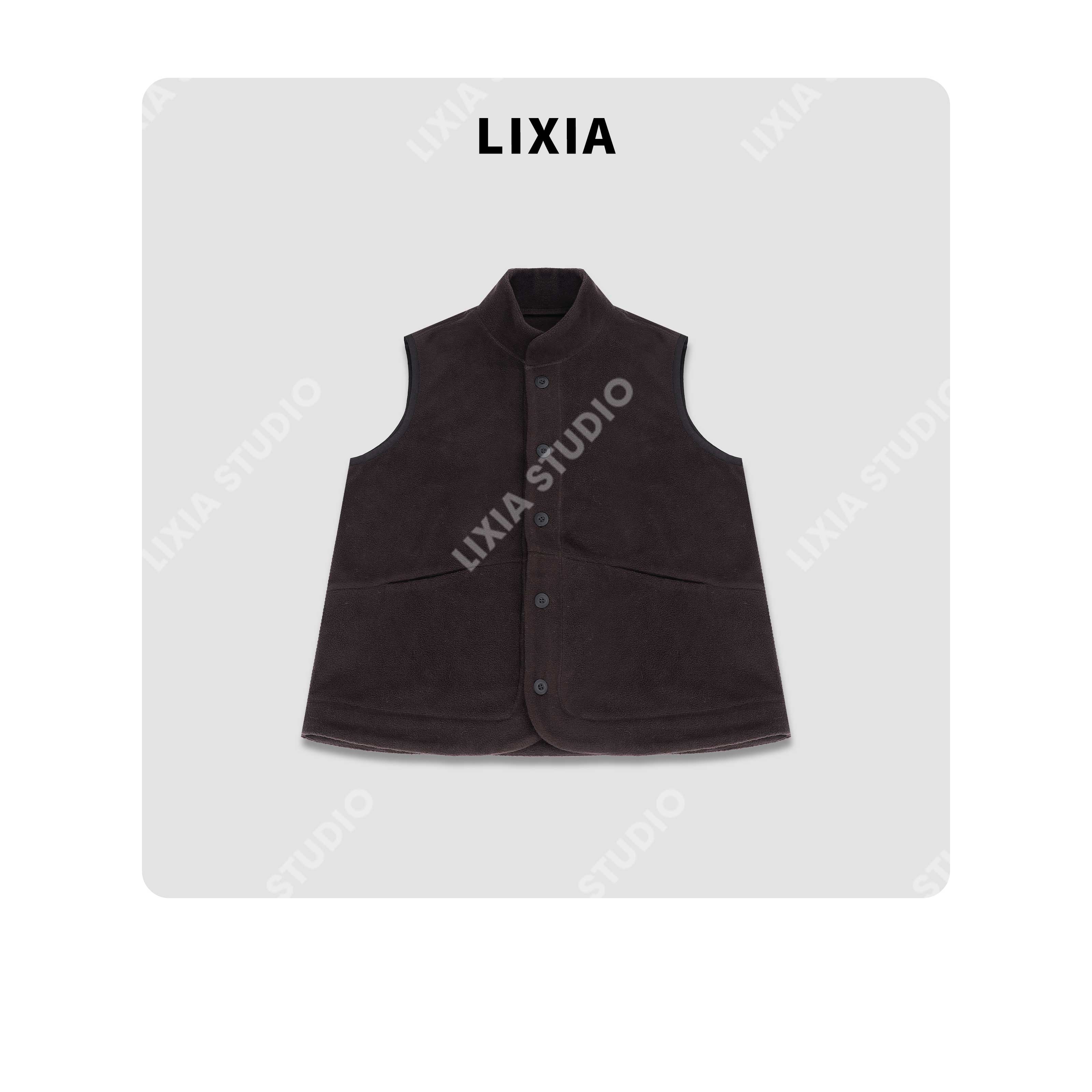 LIXIA【冬日小暖炉】冬日暖洋洋保暖立领轻奢绒马甲-D10561