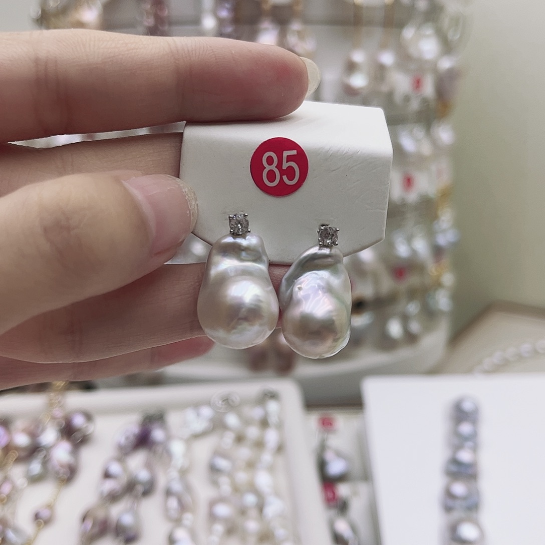 淡水珍珠银S925镶嵌颈饰花*俏