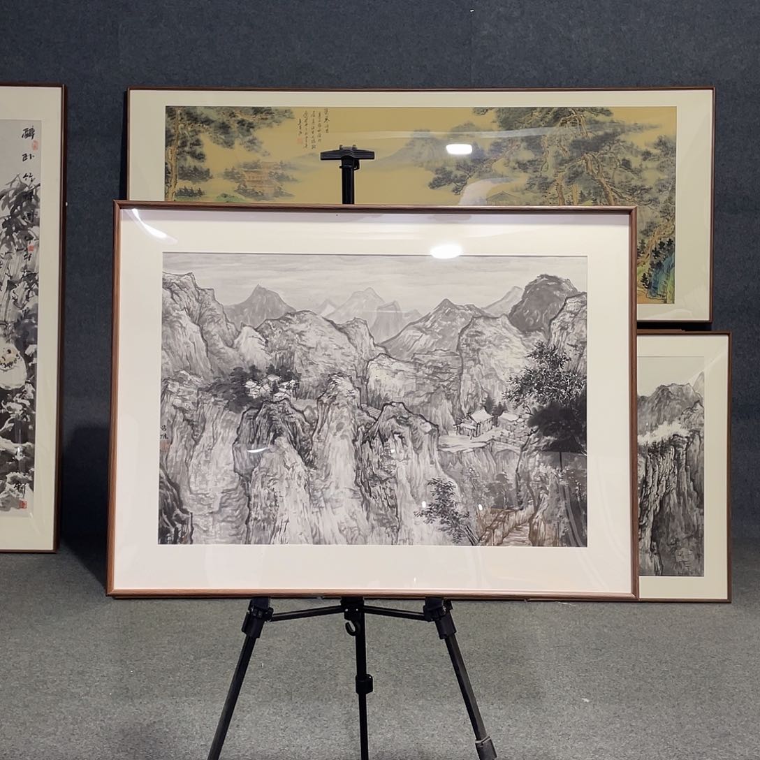 国画手绘画作带框发货