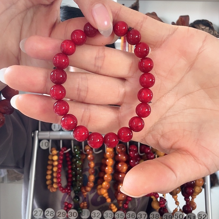 松木固化款琥珀木手串0.8樱桃红女款