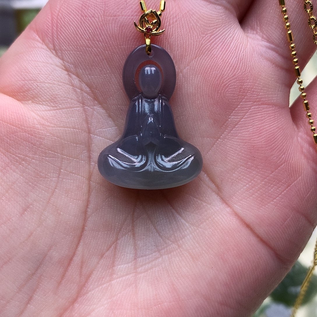 和田玉颈饰18K金镶嵌