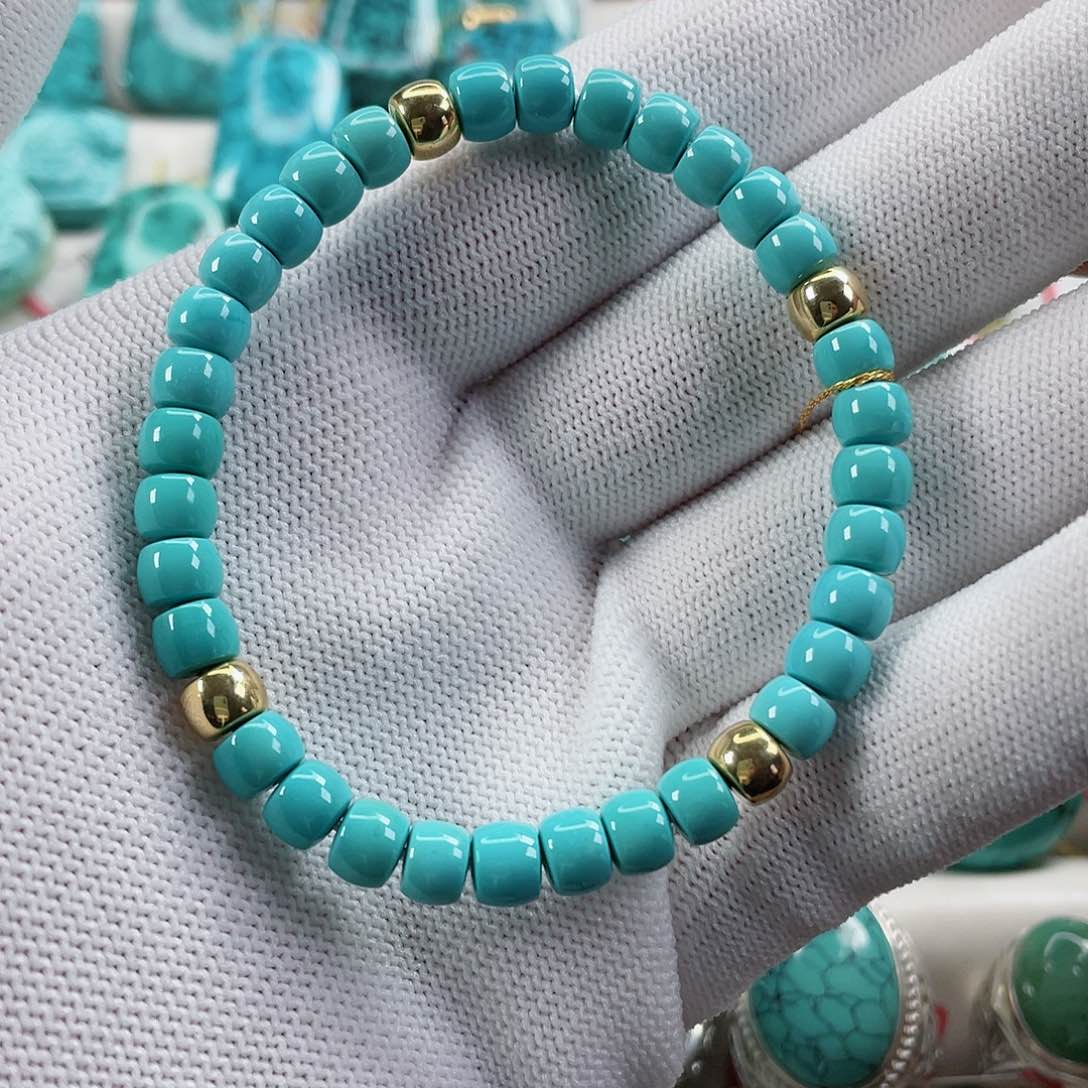 绿松石颈饰18K金镶嵌