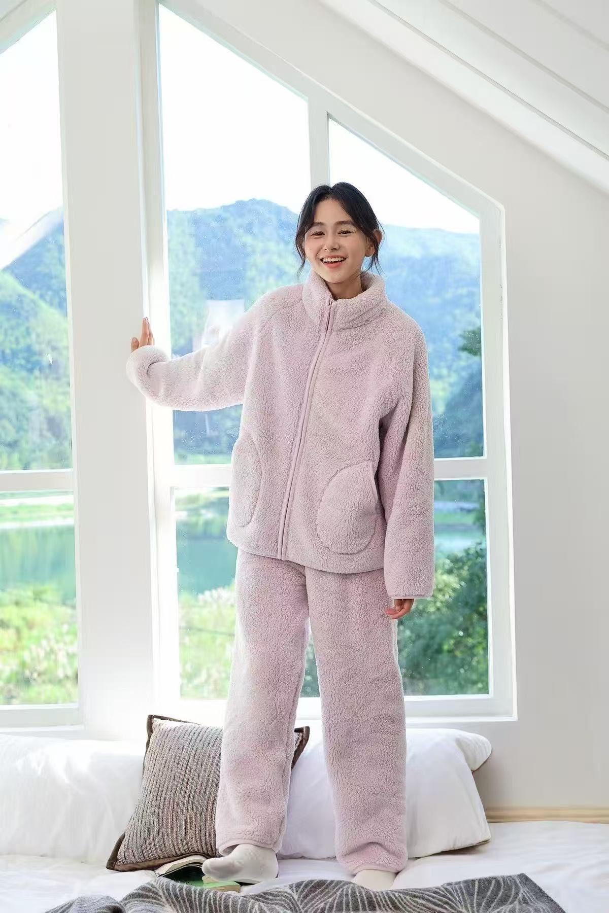 初氧#冬季加绒厚款保暖套装#251007