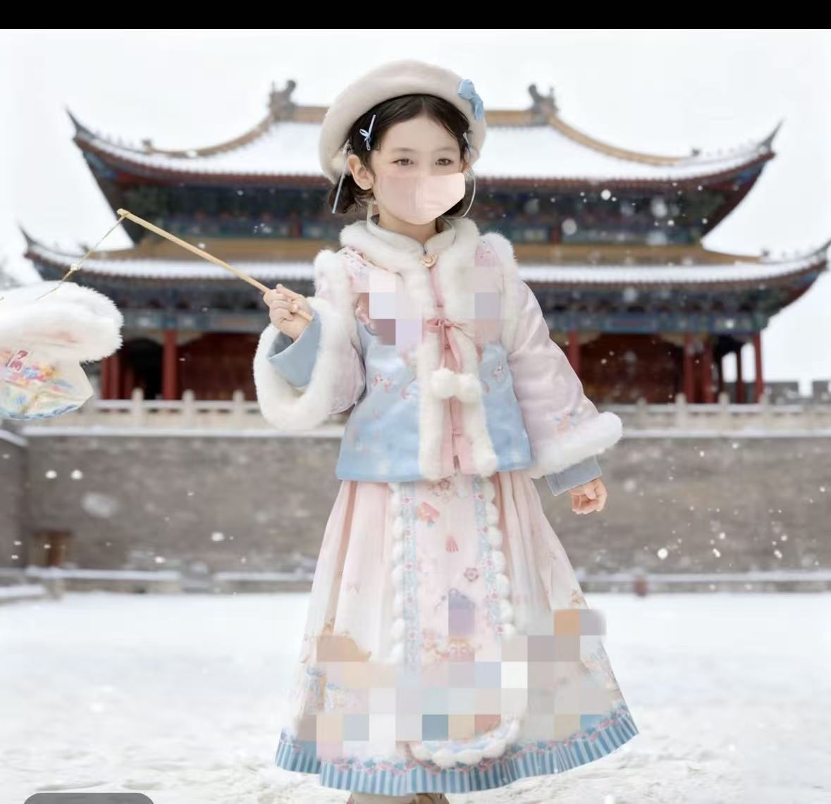 （彩虹小马）女童加绒汉服冬款民族2025年冬季小女孩女中国风