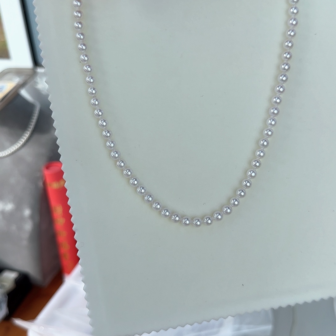淡水珍珠银S925镶嵌颈饰6-7无核极光镜面正圆无暇冷白