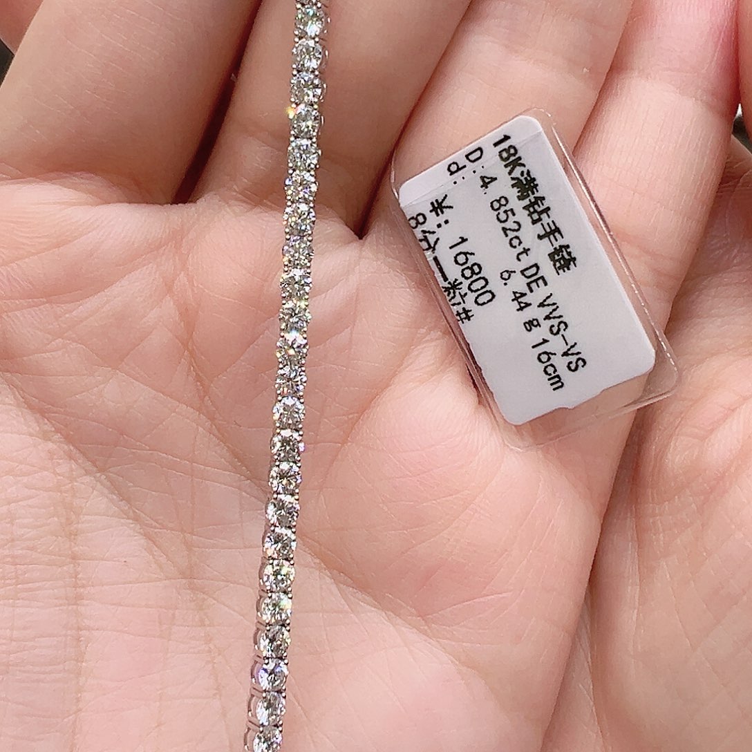 实验室培育钻石套链18K金镶嵌单颗8分，网球款手链