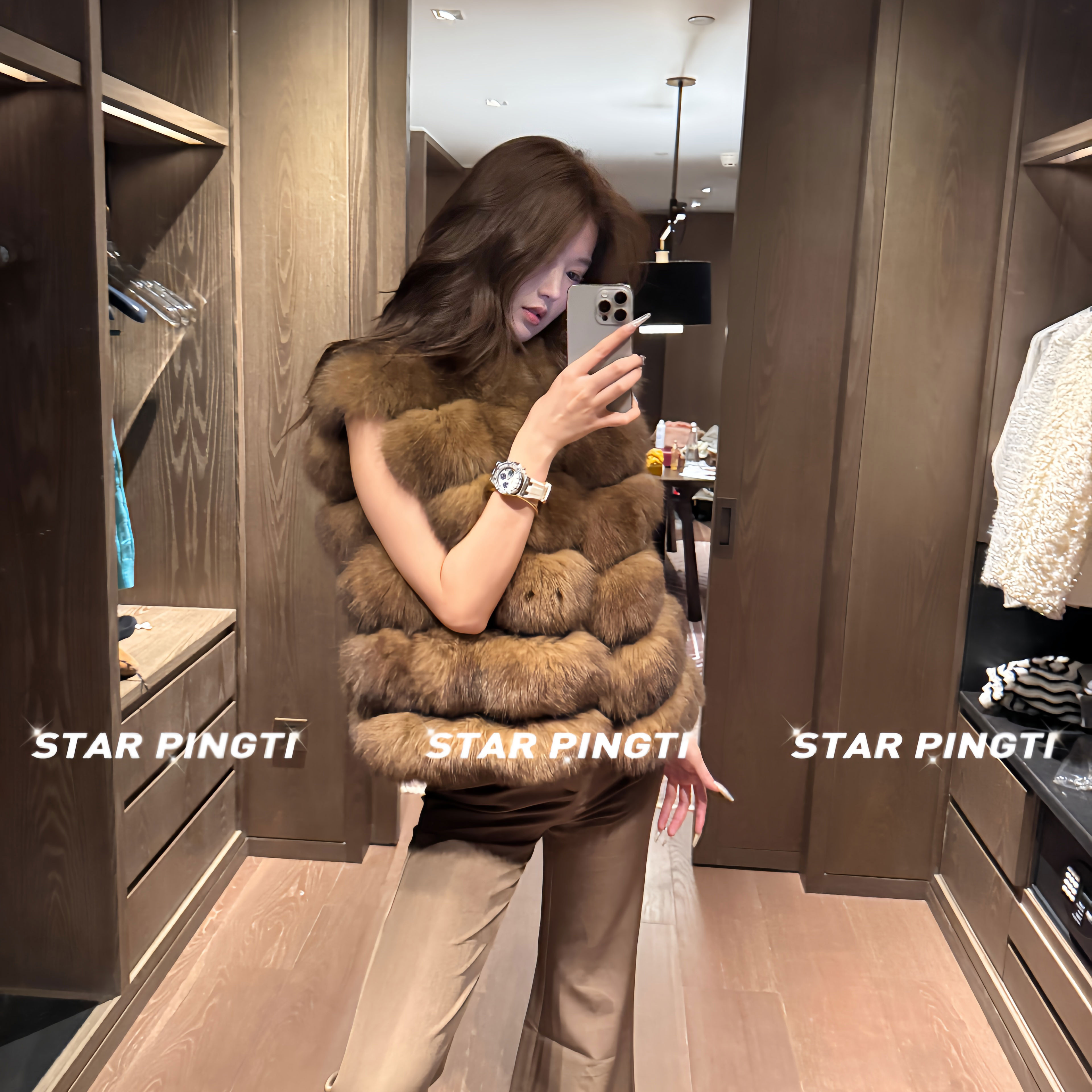 秋冬款狐狸毛皮草外套女高级皮毛一体轻奢高质感气质背心毛毛外套