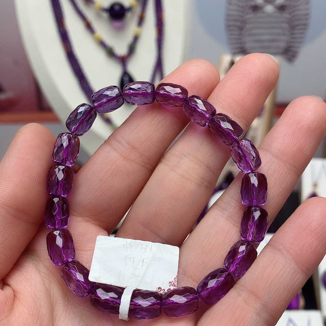 紫晶巴西手串切面款未镶嵌