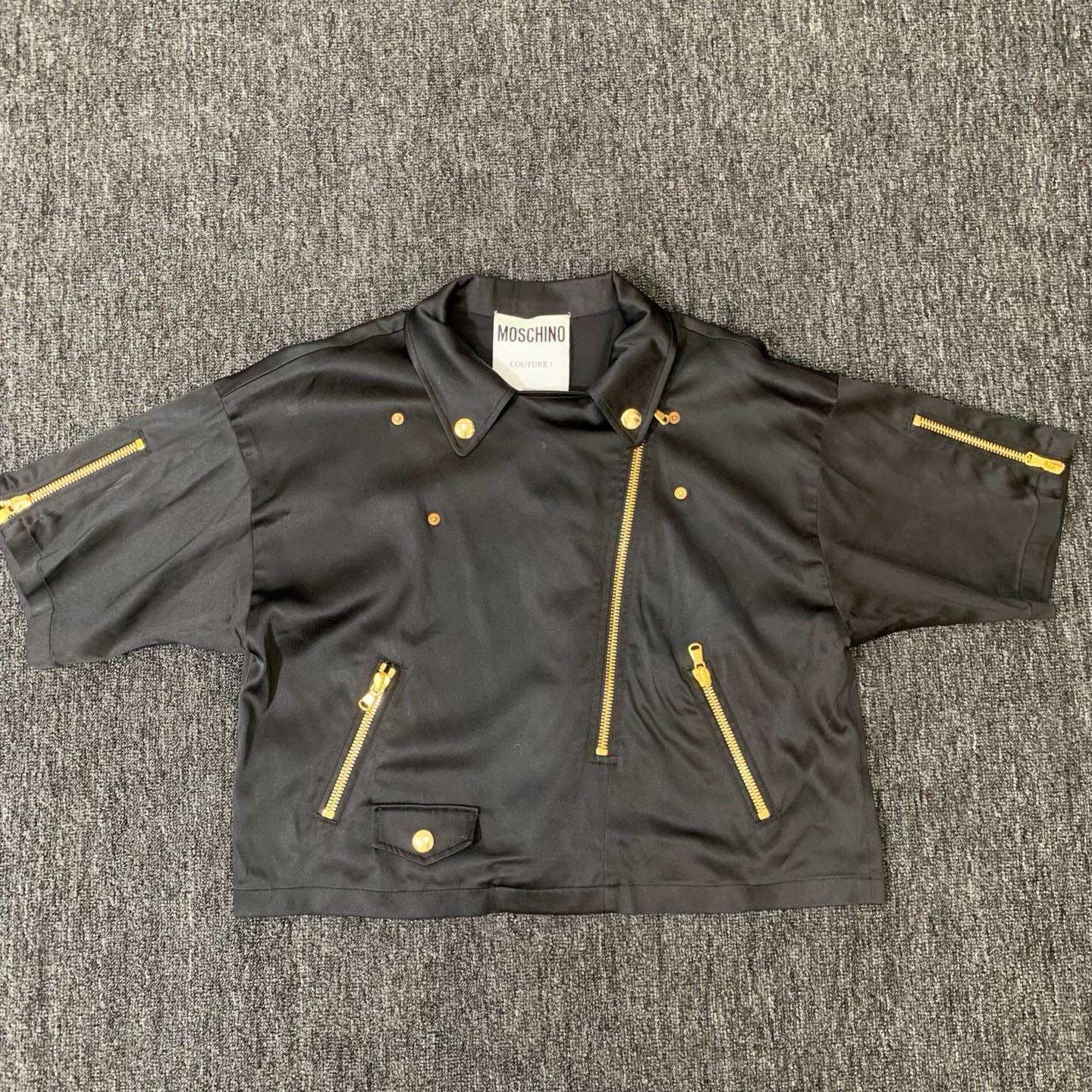 95新 Moschino/莫斯奇诺 短袖夹克外套/黑色/M0110/M码