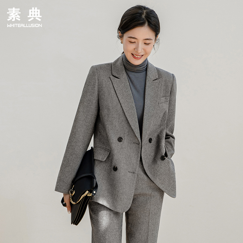 素典年中清仓【705】小西装外套职业羊毛呢英伦风短款小个子西服