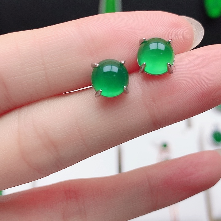 玛瑙/玉髓耳钉银S925镶嵌