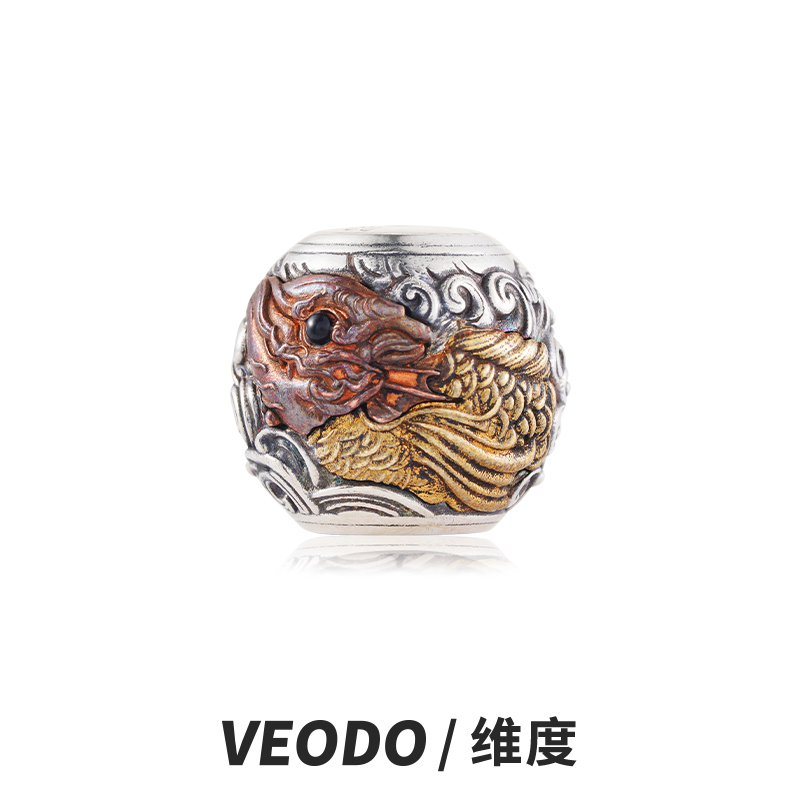 925银银制品  【龙鱼】纯银文玩配饰男士隔珠手串diy配件原创设计