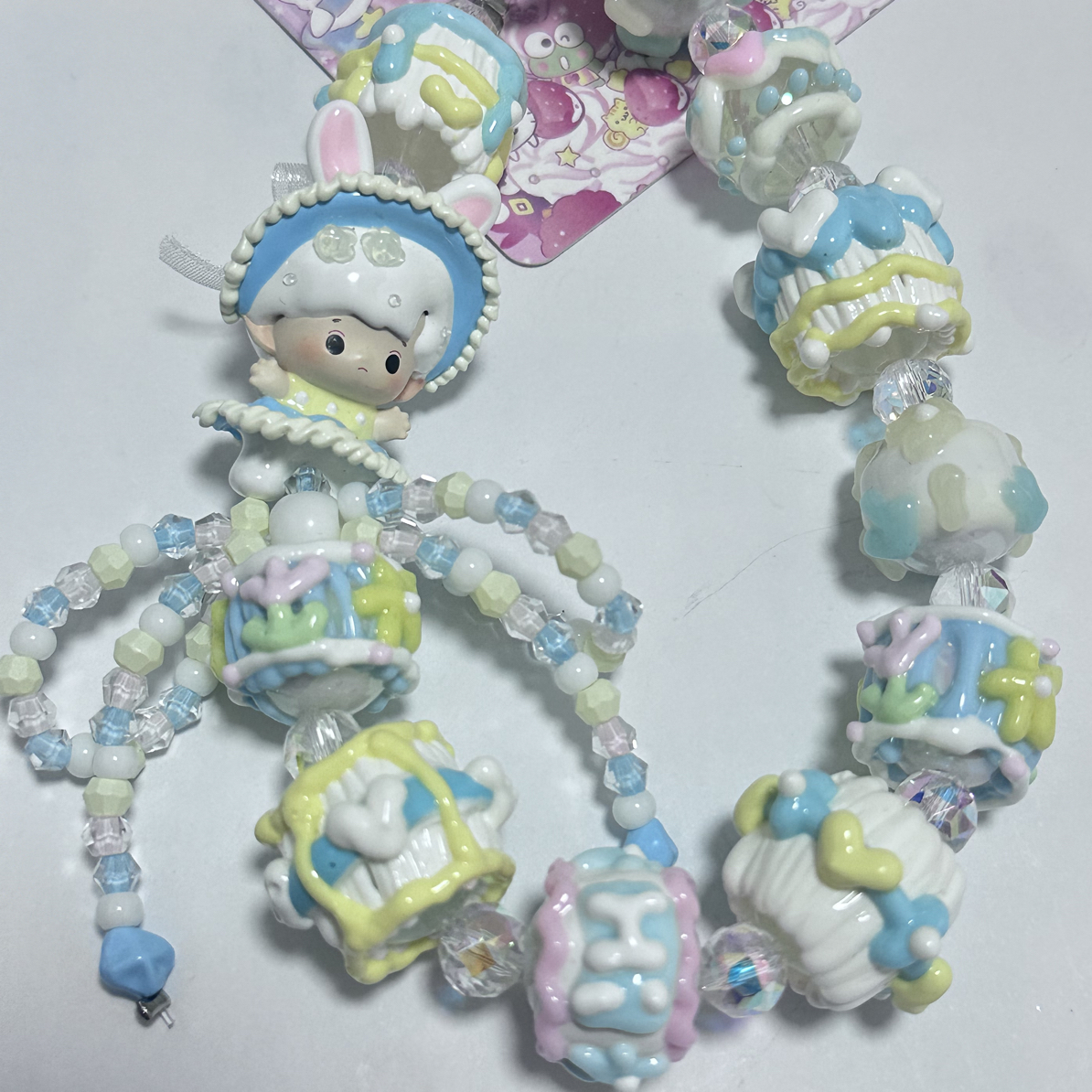二改泡泡玛特手绘珠手机链包挂