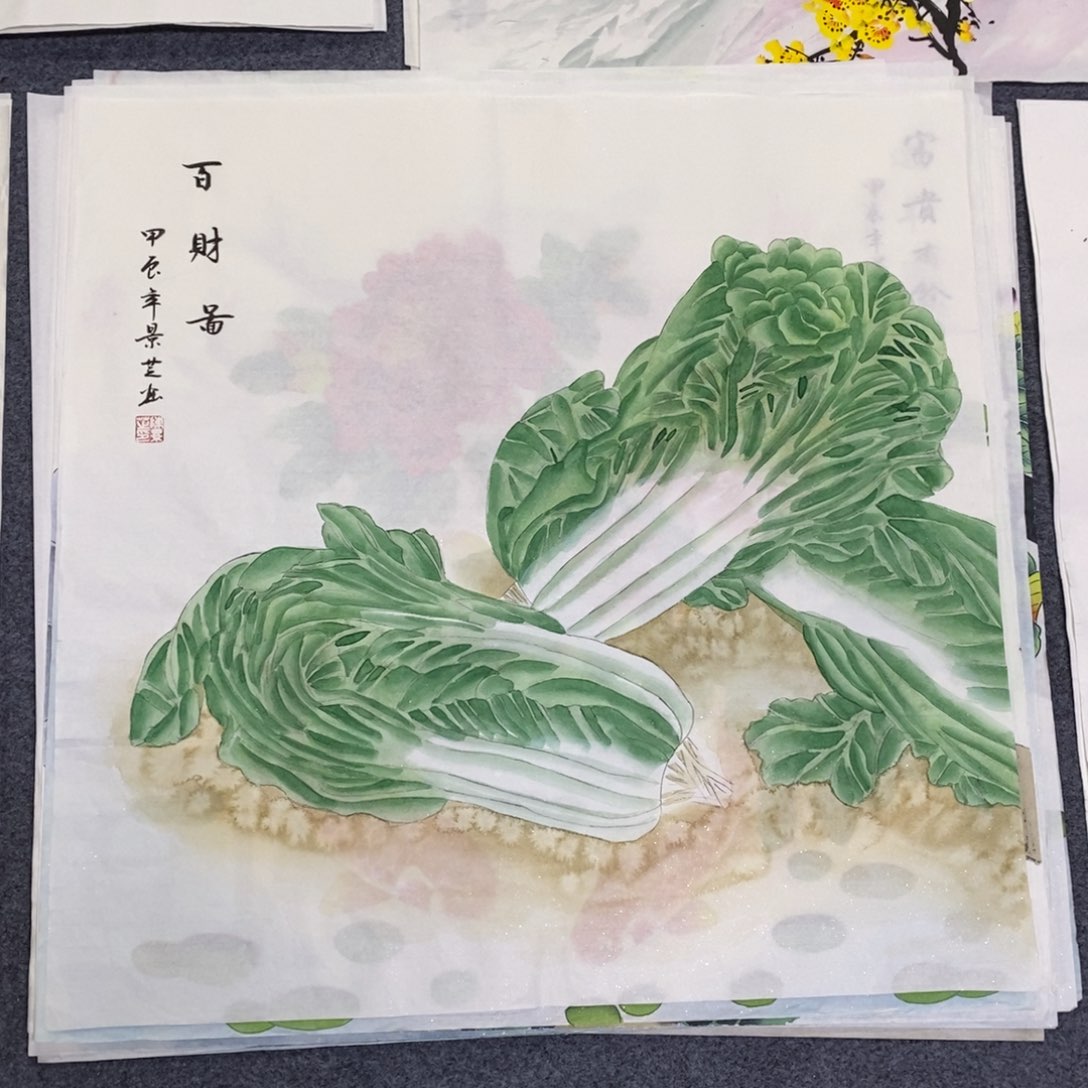 国画尺寸68✖️68工笔斗方手绘画