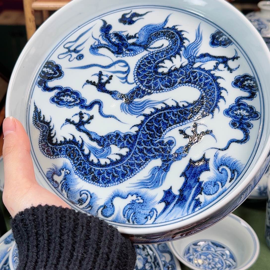 海水龙纹壶承明续幽蓝