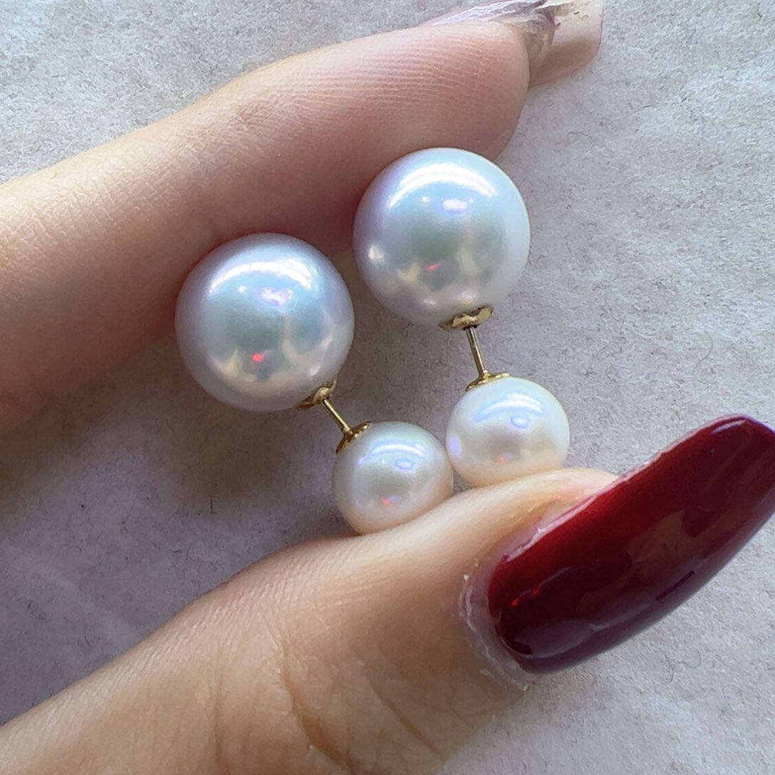 淡水珍珠耳饰18K金镶嵌