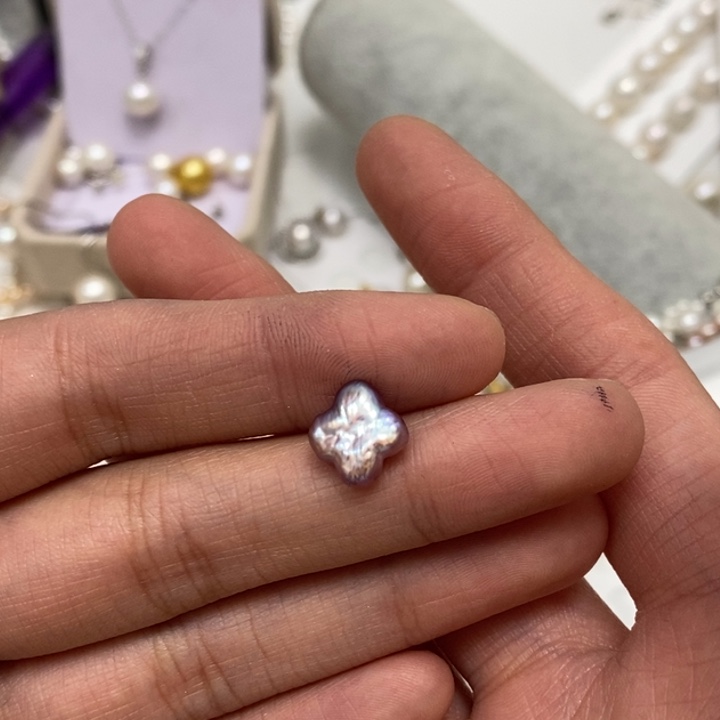 圆****瓜子扣巴洛克淡水珍珠银S925镶嵌