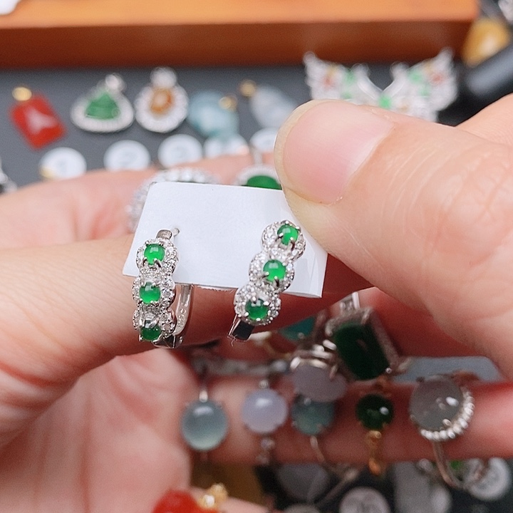 翡翠戒指银S925镶嵌耳包