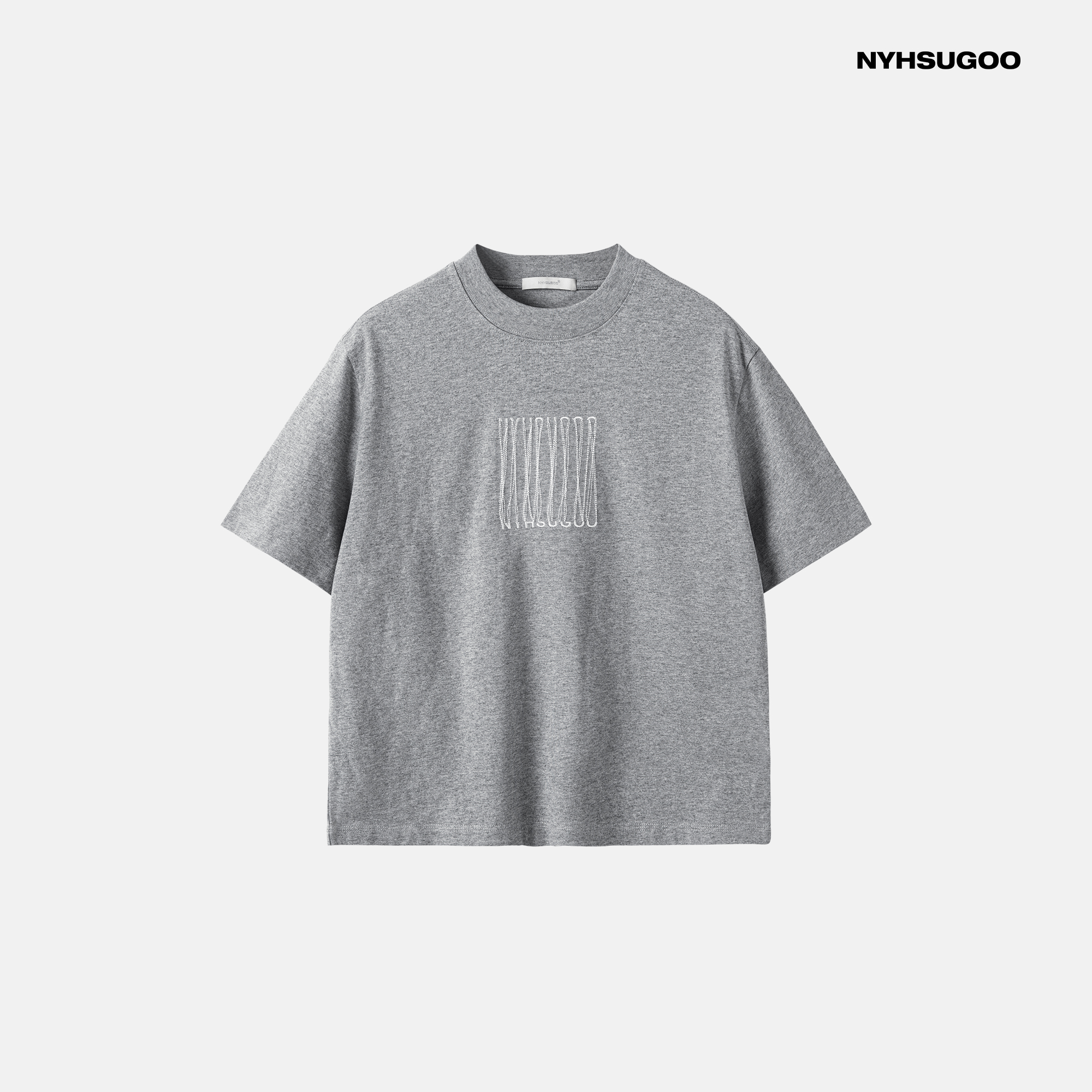 NYHSUGOO/南乙夏季100%棉刺绣短袖T恤男士圆领百搭3630基础上衣