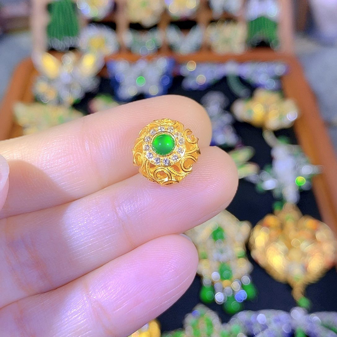 吊坠(不含链)银S925镶嵌翡翠