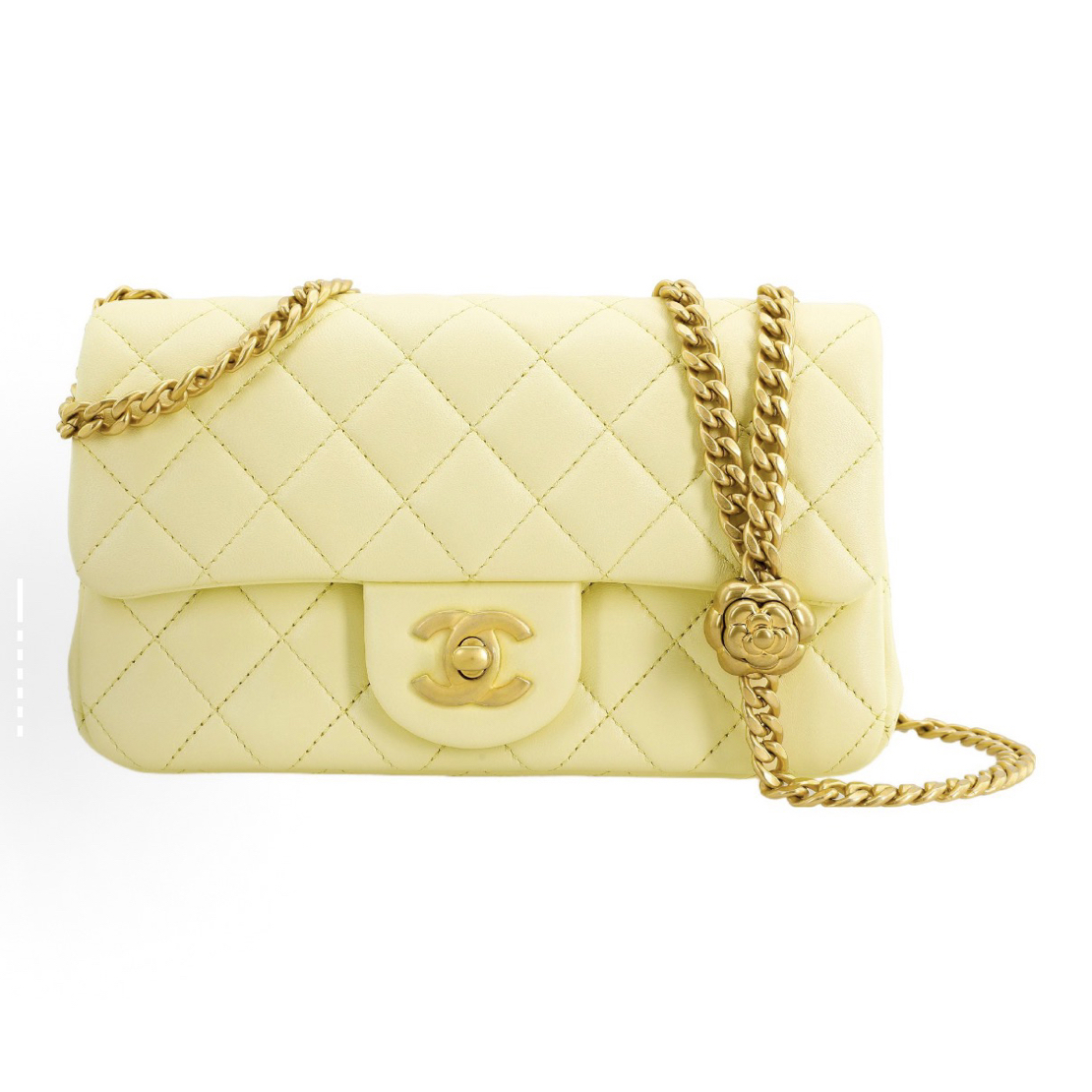 95新 Chanel/香奈儿 小鸡黄山茶花链条cf大mini二手