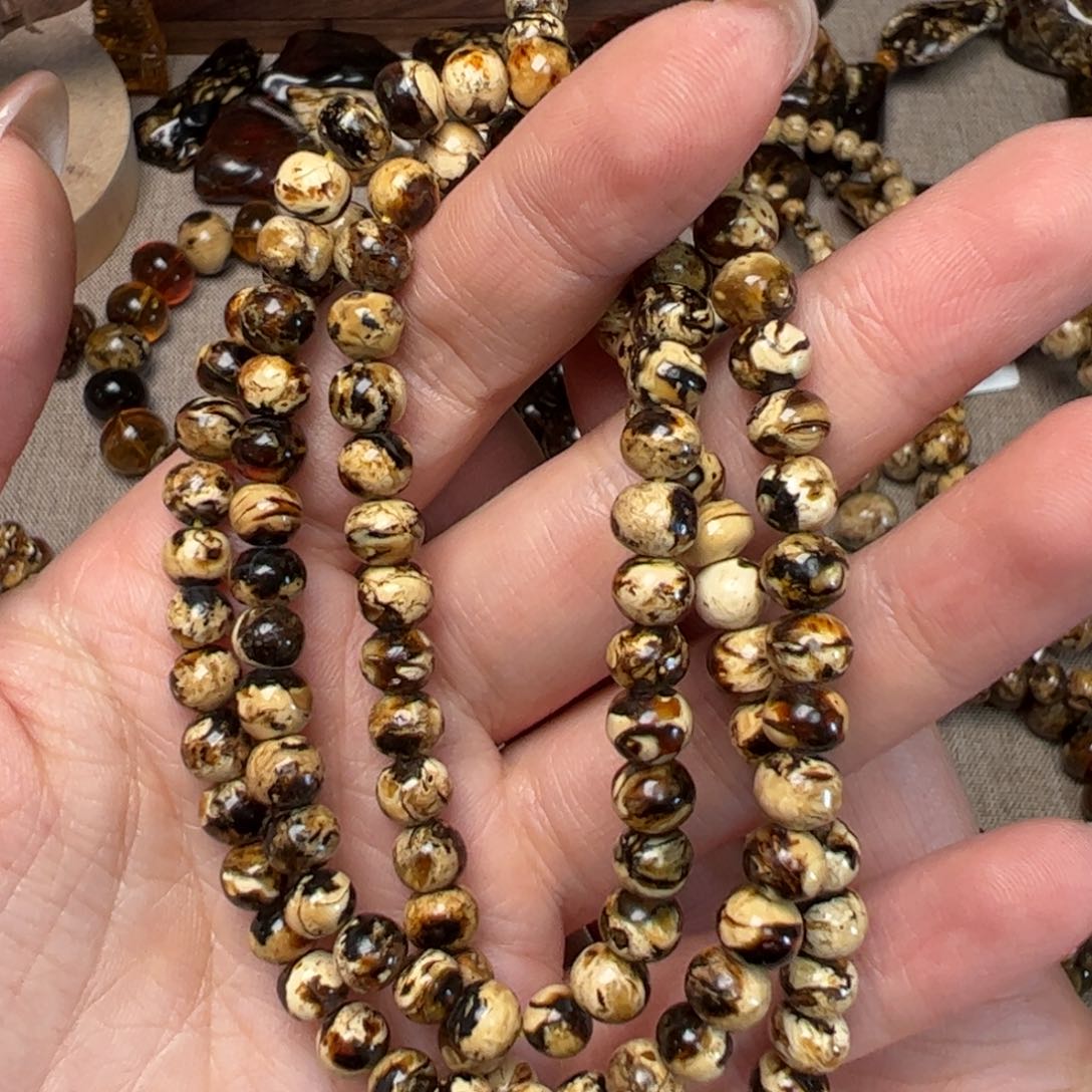 琥珀手链未镶嵌*️***抚顺熊猫花