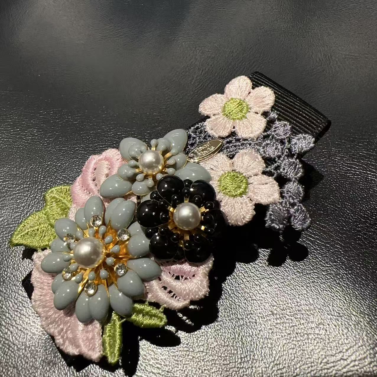 韩国刺绣万花丛懒人夹发夹Y7951