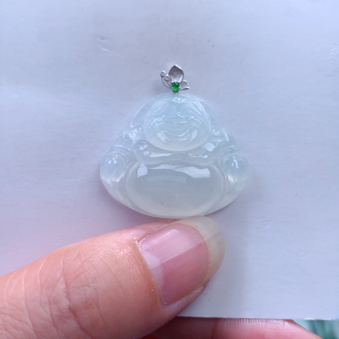 翡翠吊坠(不含链)18K金镶嵌