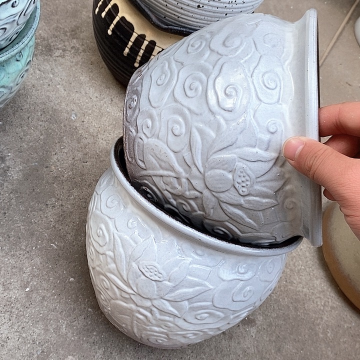 紫砂花盆瑕疵口20高16