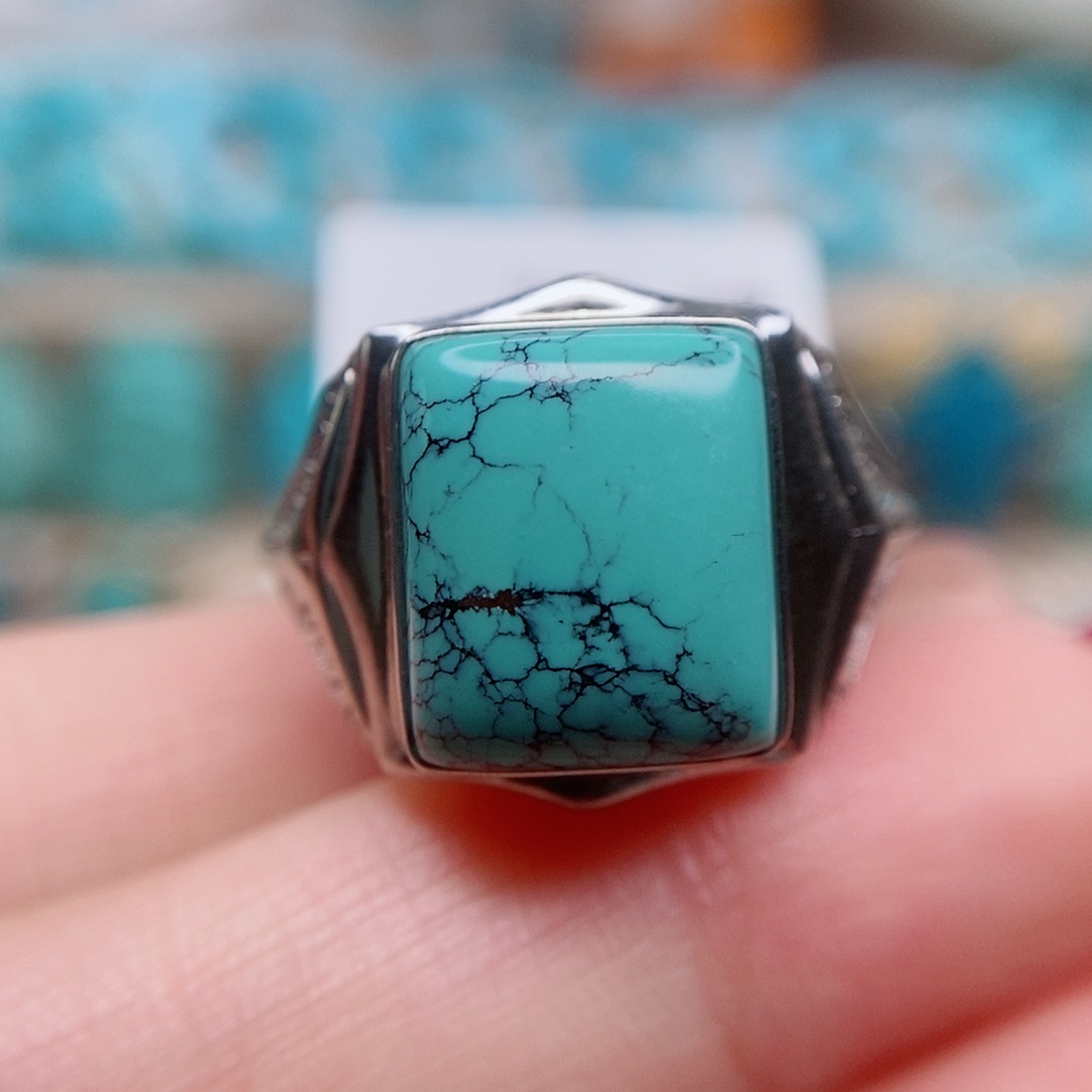 绿松石戒指银S925镶嵌