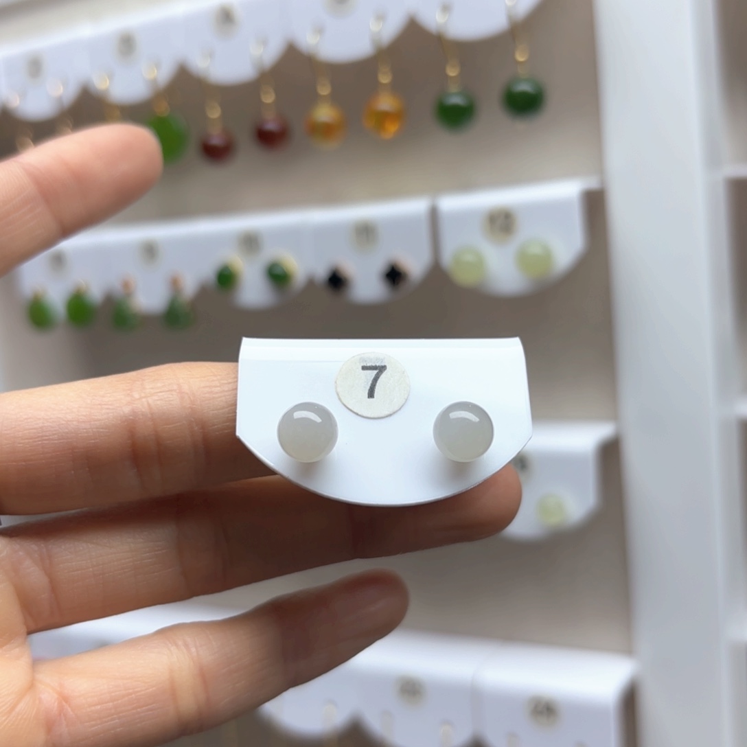 和田玉耳饰18K金镶嵌2