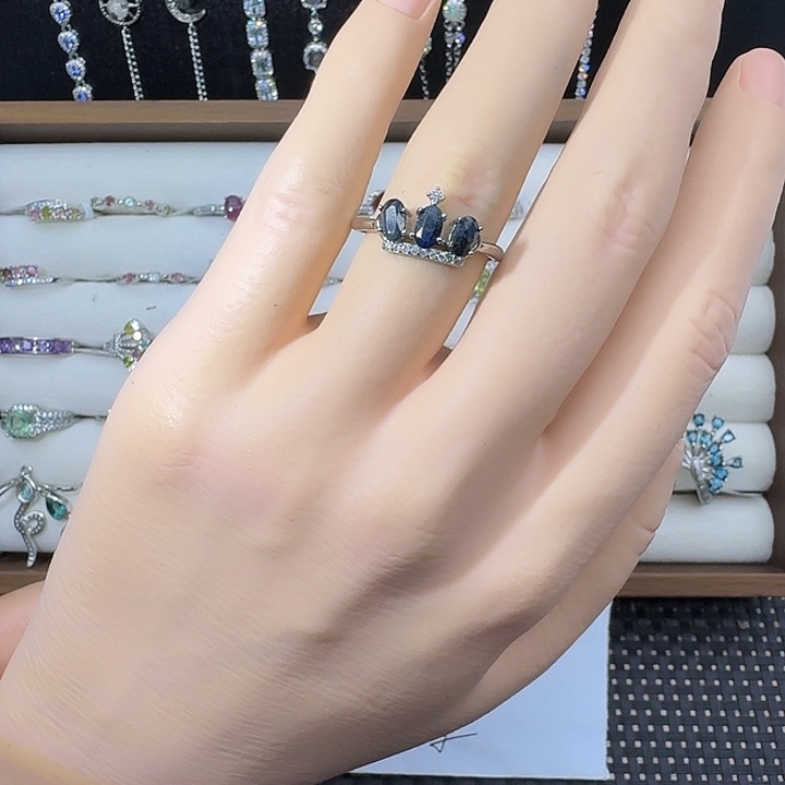 合金戒指蓝宝石1235