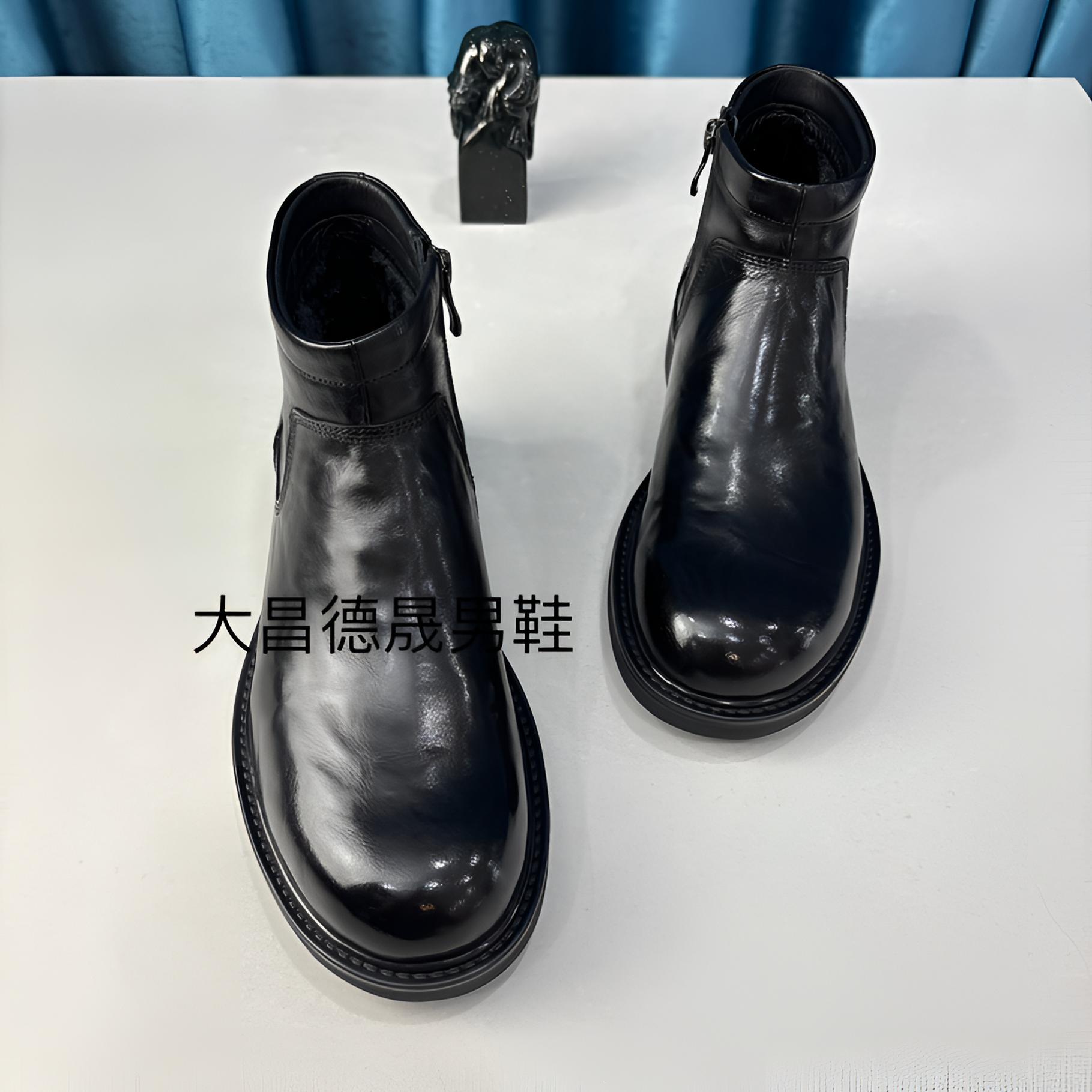 偕道冬季2棉皮靴，351208广州真皮油蜡水牛男士加绒商务休闲皮鞋