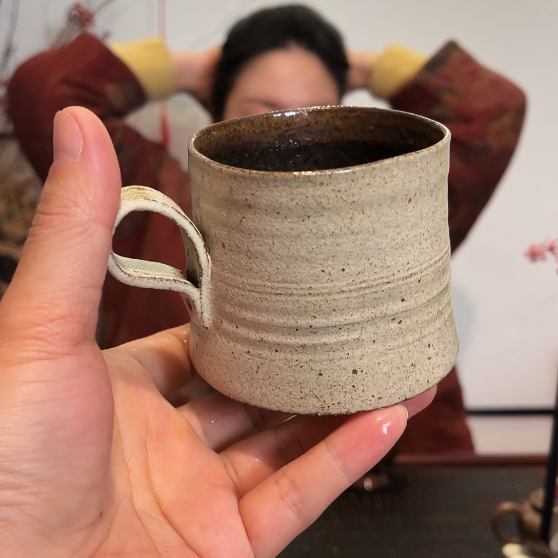 紫砂粗砂手拉主人杯