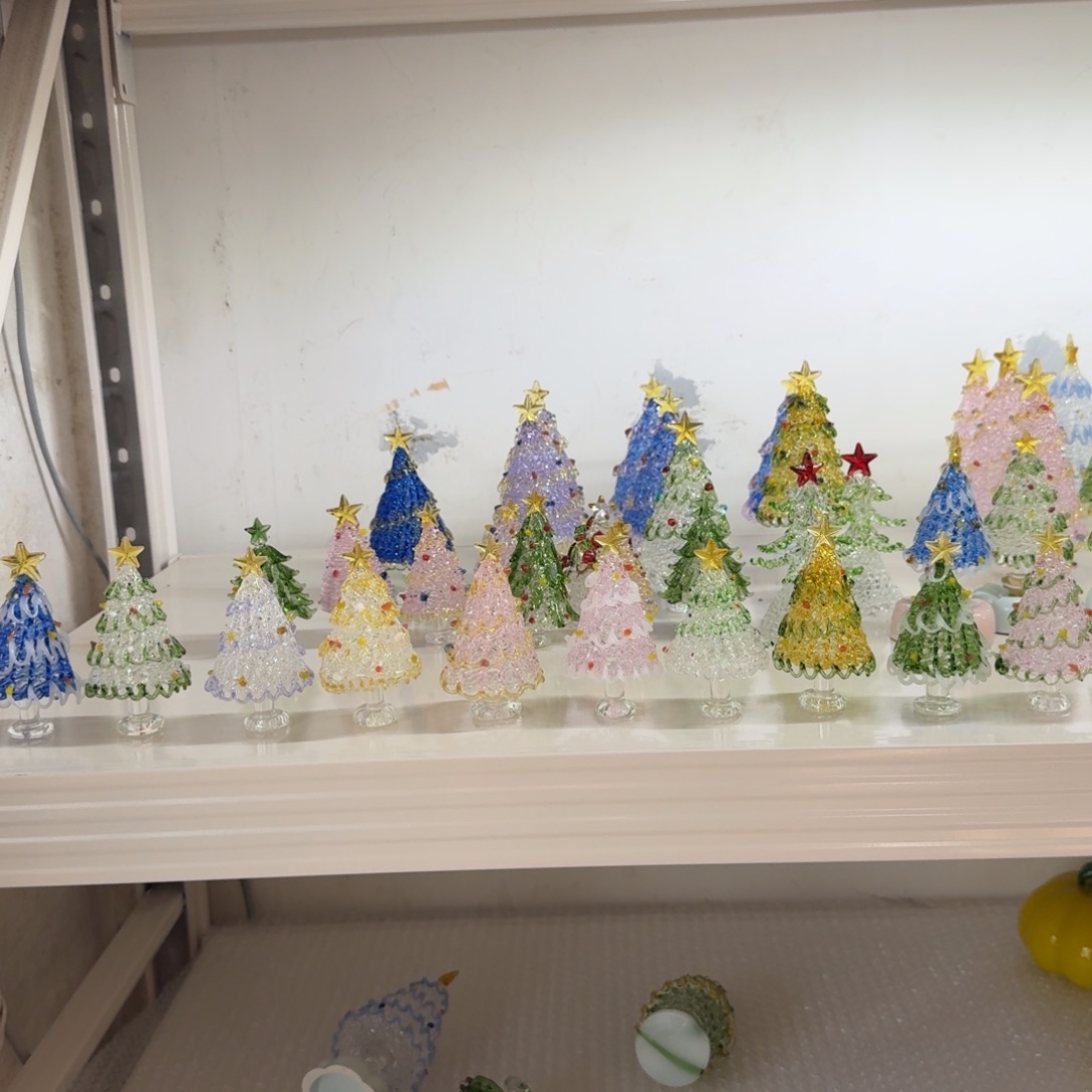 琉璃手工艺品小圣诞树25两个颜色自选